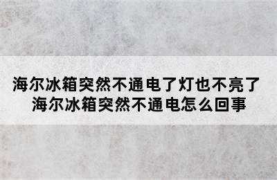 海尔冰箱突然不通电了灯也不亮了 海尔冰箱突然不通电怎么回事